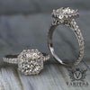 Gold Pave Halo and Shank 2.74 Carat Diamond Engagement Ring (Radiant Centre) - 02US61